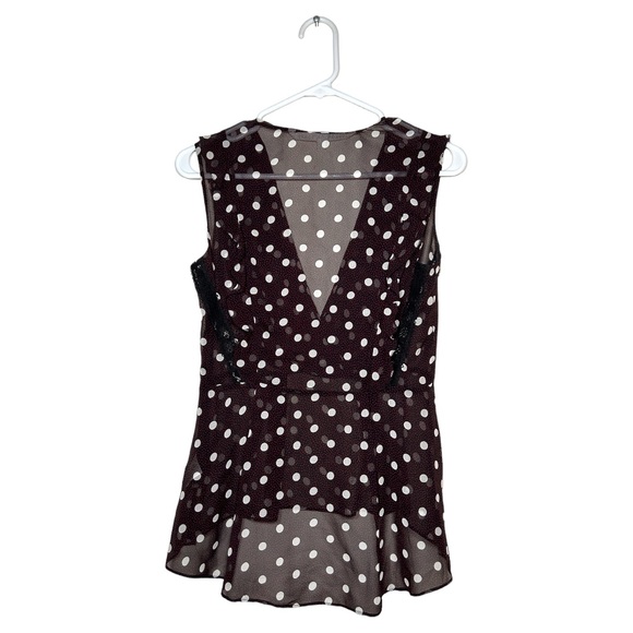 Veronica Beard Elle Polka-Dot 100% Silk Chiffon Top Black/Red/Cream Size 0 - Picture 12 of 16